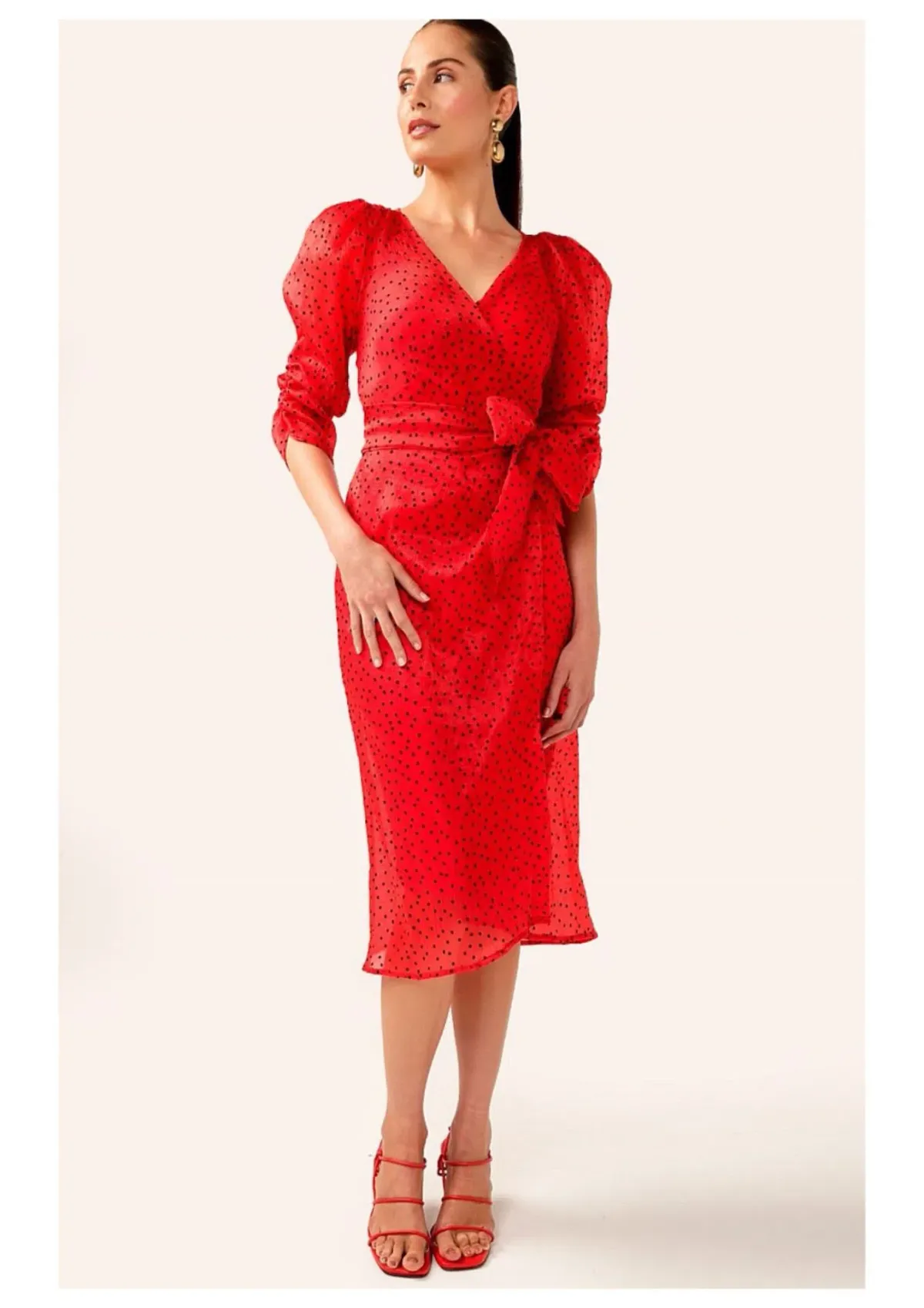 Sacha Drake Luna Lu Midi Dress Red Size 14 for rent on The Volte - main image