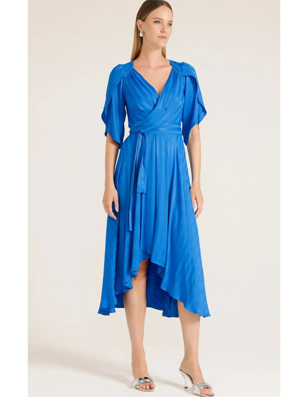 Sacha Drake Hanworth House Wrap Midi Dress in Cobalt Size 14 for rent on The Volte - main image