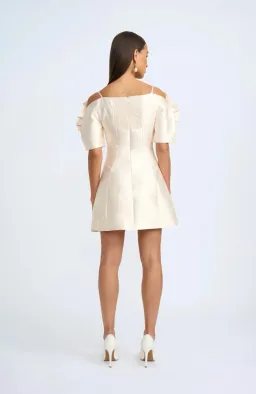 By Johnny Ramira Off Shoulder Mini Dress Champagne Size 8  for rent on The Volte - image 3