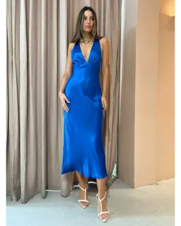 Shona Joy Oliviera Plunged Cross Back Midi Dress Blue Size AU 8 for rent on The Volte - image 1