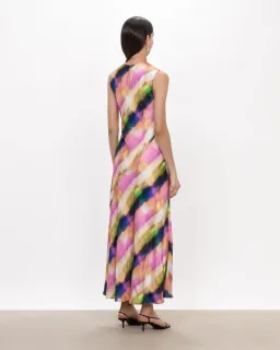 Veronika Maine Murano Check Satin Midi Dress Multi Size AU 10 for rent on The Volte - image 2