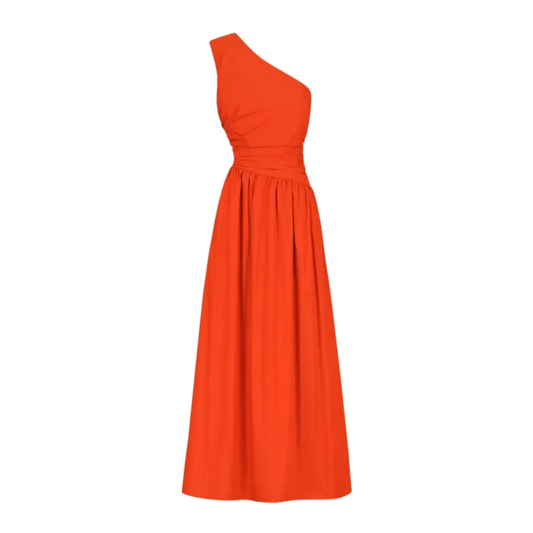 Shona Joy Asymmetrical Cutout Maxi Dress Hibiscus Size AU 8 for rent on The Volte - main image
