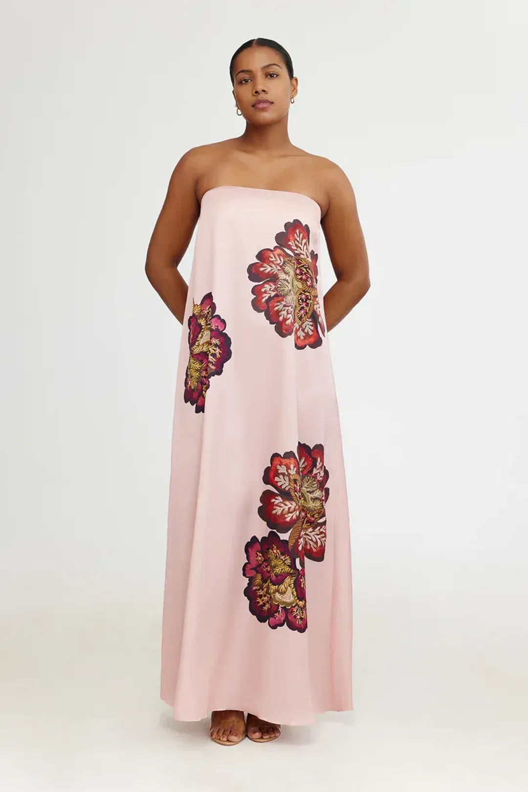 Significant Other Satin Floral Strapless Maxi Dress Size 10 for rent on The Volte - main image