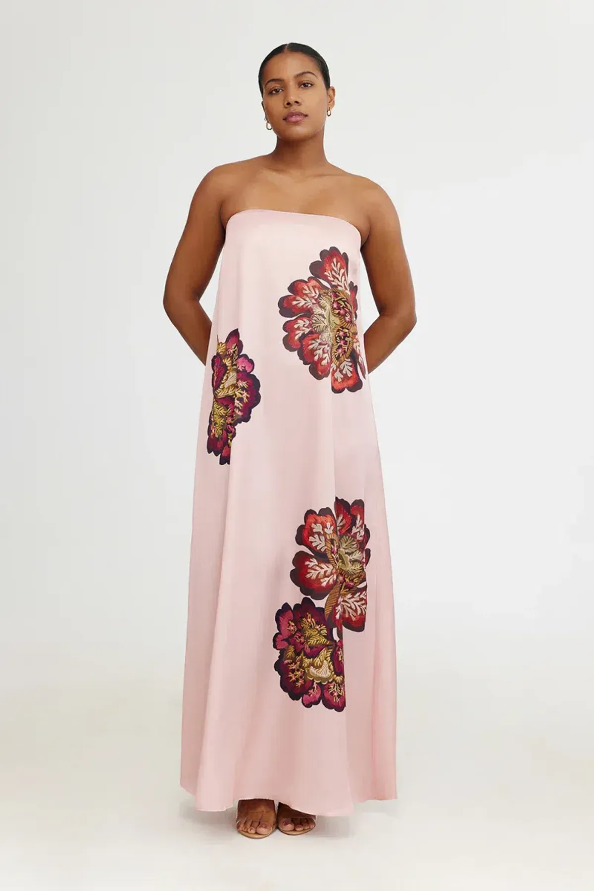 Significant Other Satin Floral Strapless Maxi Dress Size 10 for rent on The Volte - main image