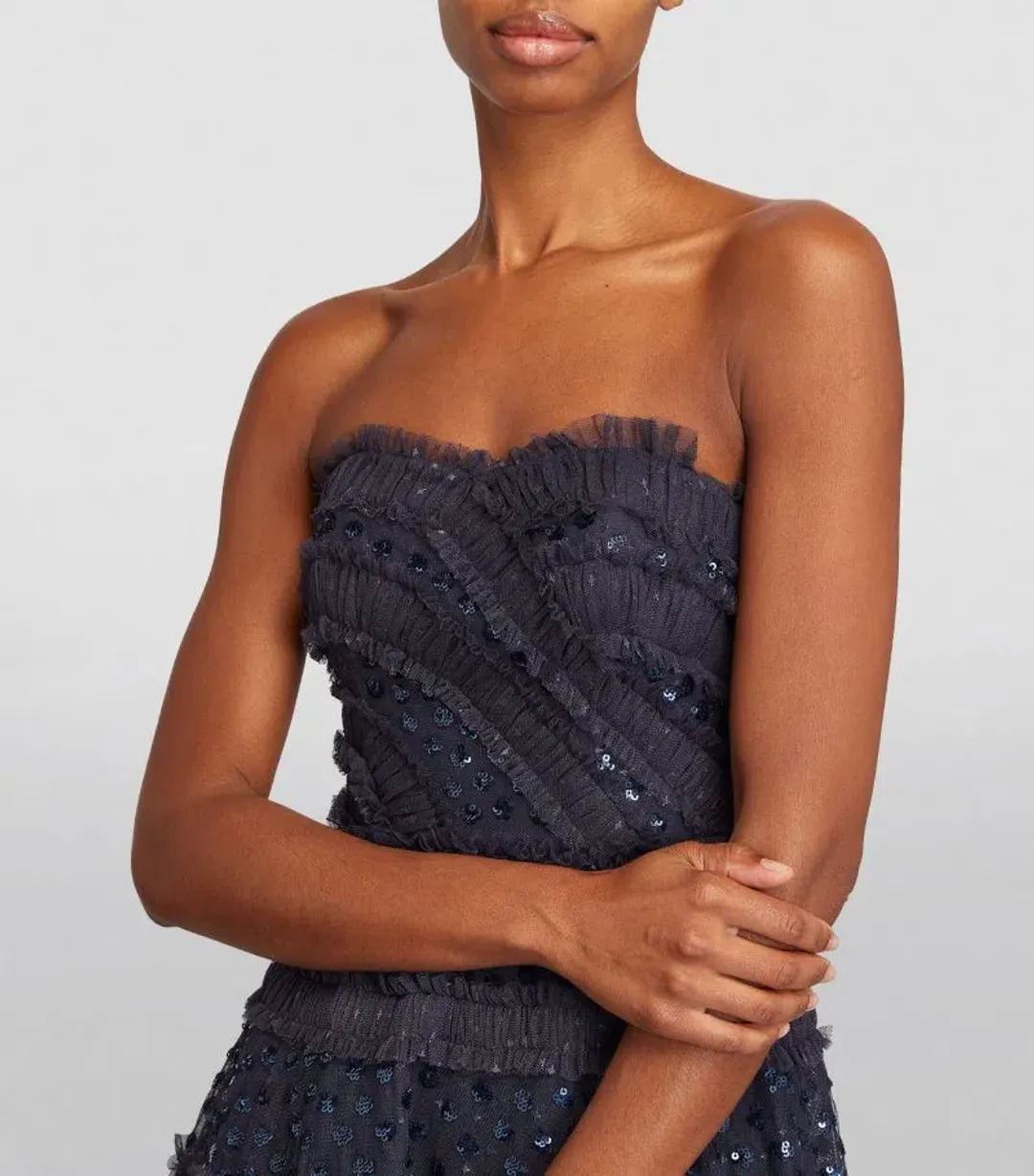 Needle and Thread Strapless Dot Shimmer Gown Black 12 for rent on The Volte - main image