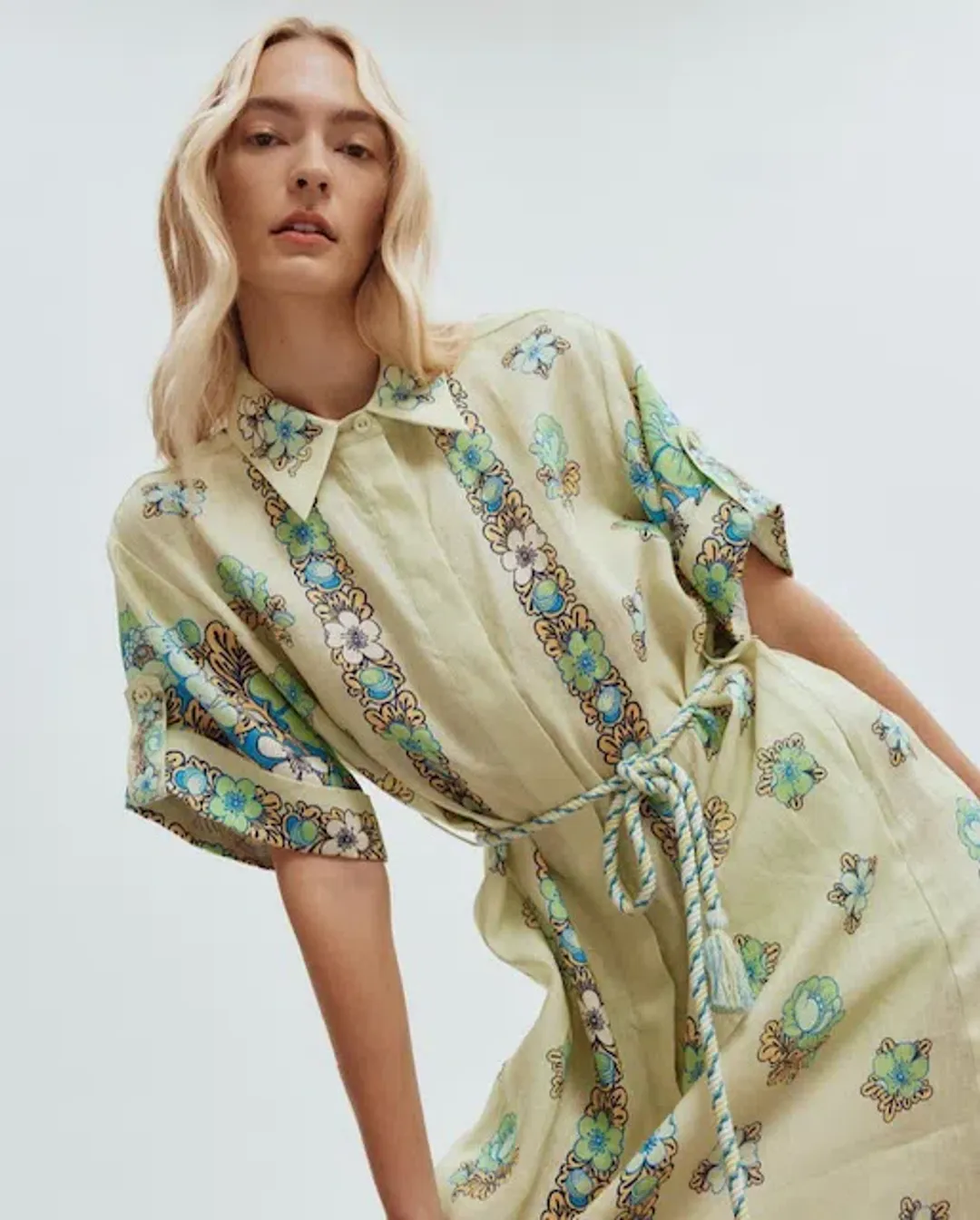 Alemais Velma Shirtdress Green Floral Size 8 for rent on The Volte - main image