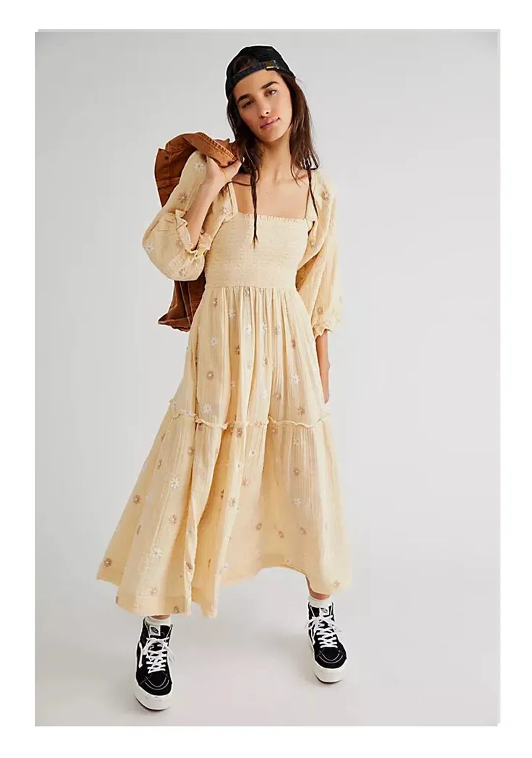 Free People Dahlia Embroidered Maxi Dress Pearl Island Size S /AU 8 for rent on The Volte - main image