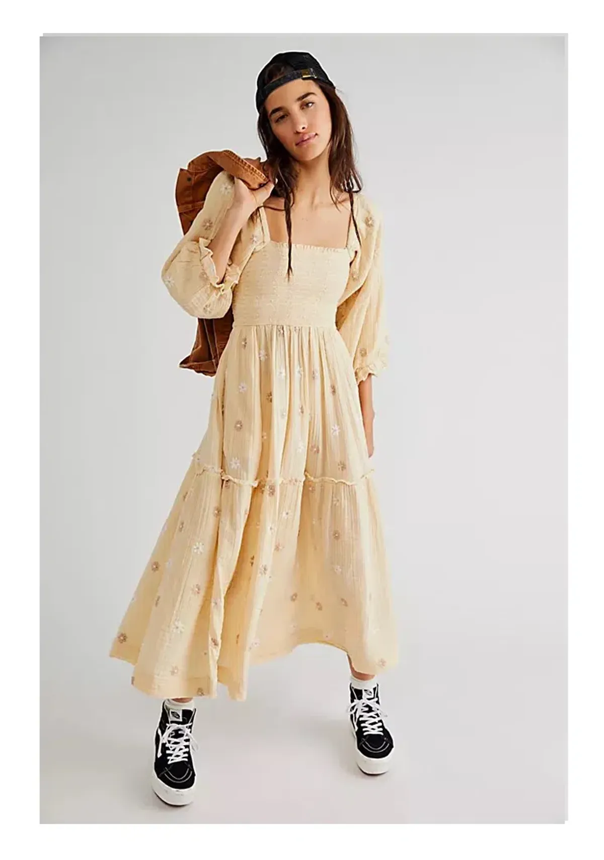 Free People Dahlia Embroidered Maxi Dress Pearl Island Size S /AU 8 for rent on The Volte - main image