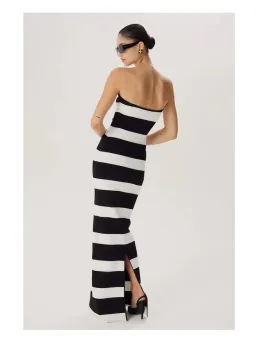 Ronny Kobo Lehua Knit Dress Black and White Stripe  for rent on The Volte - image 3