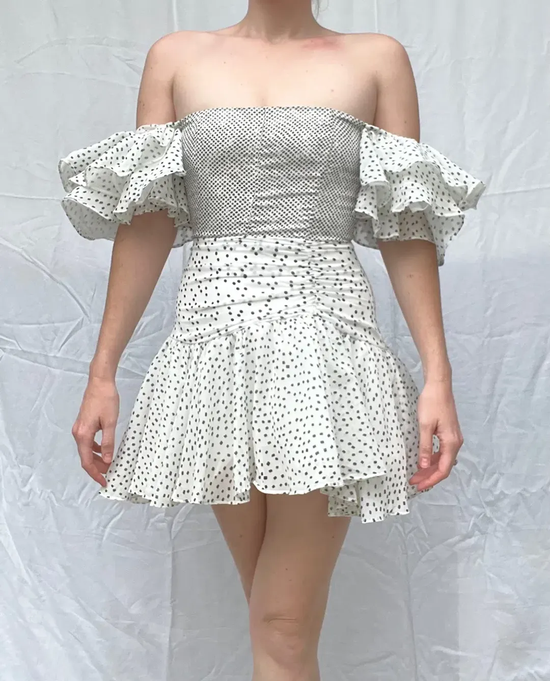 Sofia the Label Florence Dress White Polka Size 8 for rent on The Volte - main image