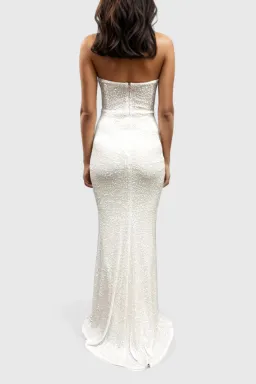 Nookie Sweetheart Sequin White Gown Size 8 for rent on The Volte - image 3
