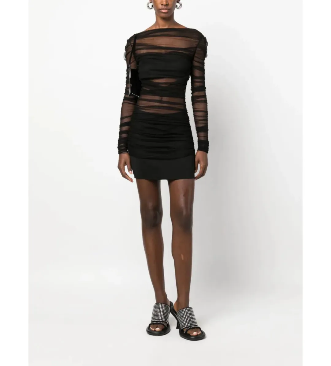 Christopher Esber Semblance Tulle Overlay Mini Dress Black Size 10 for rent on The Volte - main image