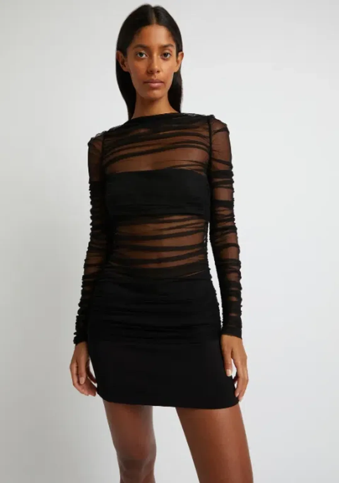 Christopher Esber Semblance Tulle Overlay Mini Dress Black Size 10 for rent on The Volte - main image