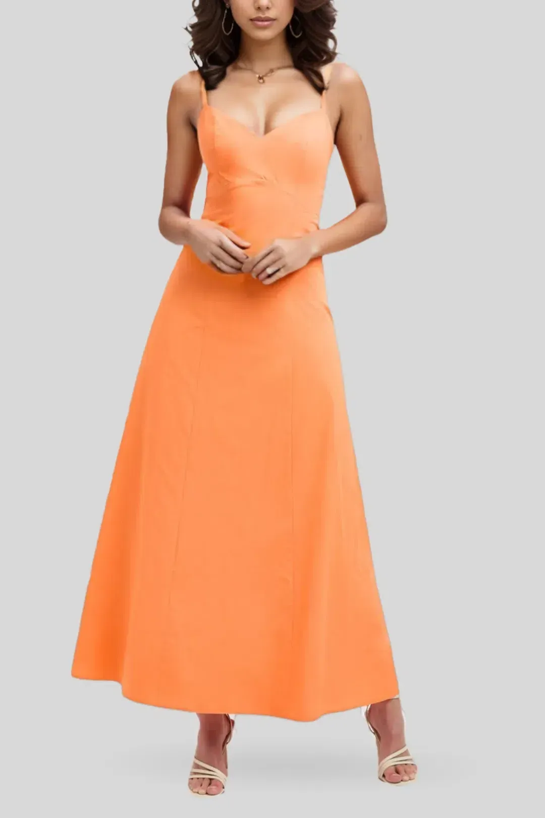 Kookai Maguy Maxi Dress Tangerine Size 8 for rent on The Volte - main image