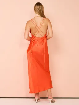 Shona Joy Mia Contrast Plunged Double Strap Midi Dress In Hibiscus Size 6  for rent on The Volte - image 2