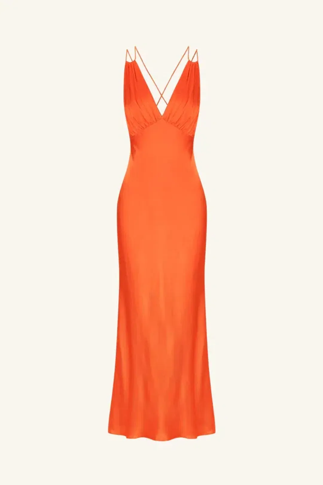 Shona Joy Mia Contrast Plunged Double Strap Midi Dress In Hibiscus Size 6  for rent on The Volte - main image