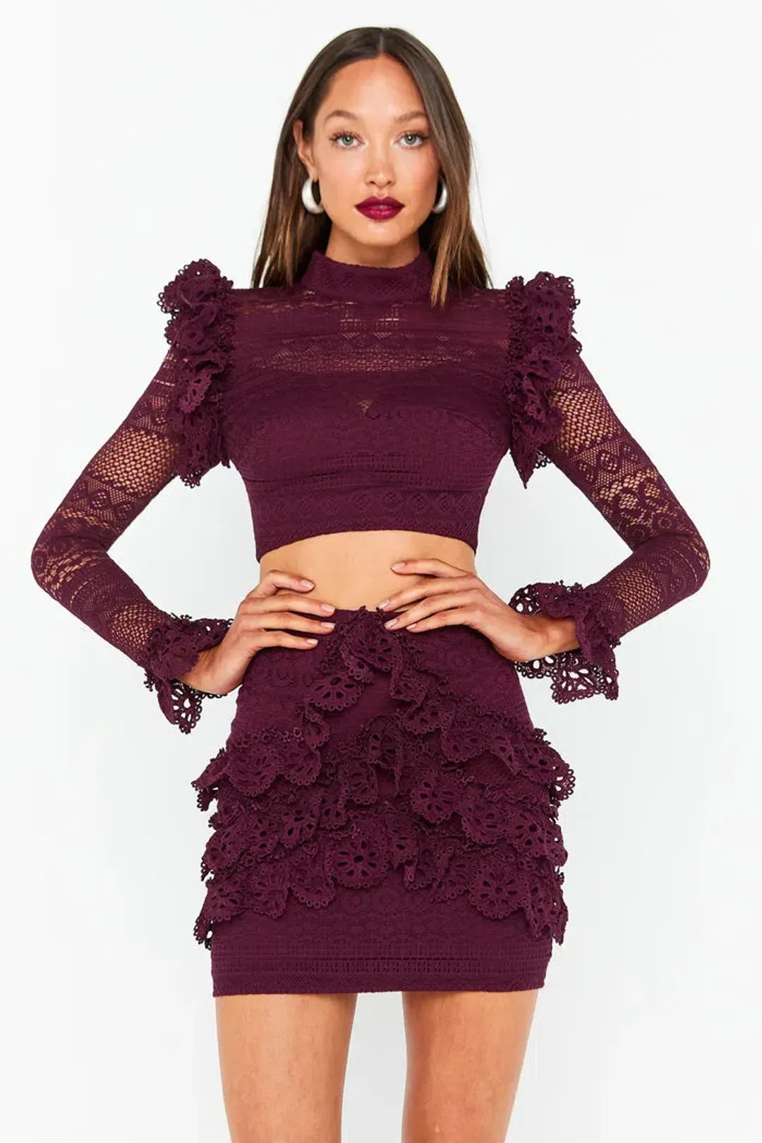 Mossman The Romanticist Crop Top & Skirt Set Purple Size 6 for rent on The Volte - main image