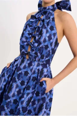 Rebecca Vallance Shiloh Halter Midi Dress Blue Size 10 for rent on The Volte - image 2
