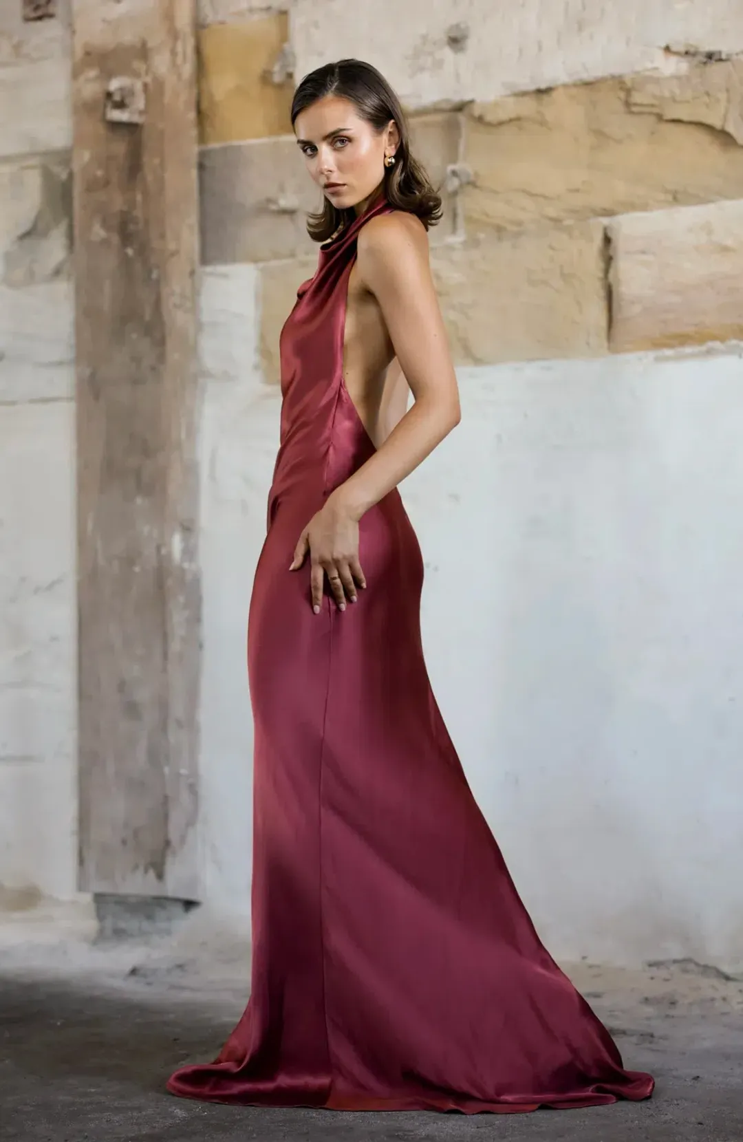 Arcina Ori Gaia Dress Burgundy Size XS Altered Shorter for rent on The Volte - main image