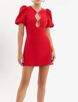 Rebecca Vallance Karina Puff Sleeve Mini Dress Red Size 8 for rent on The Volte - image 4