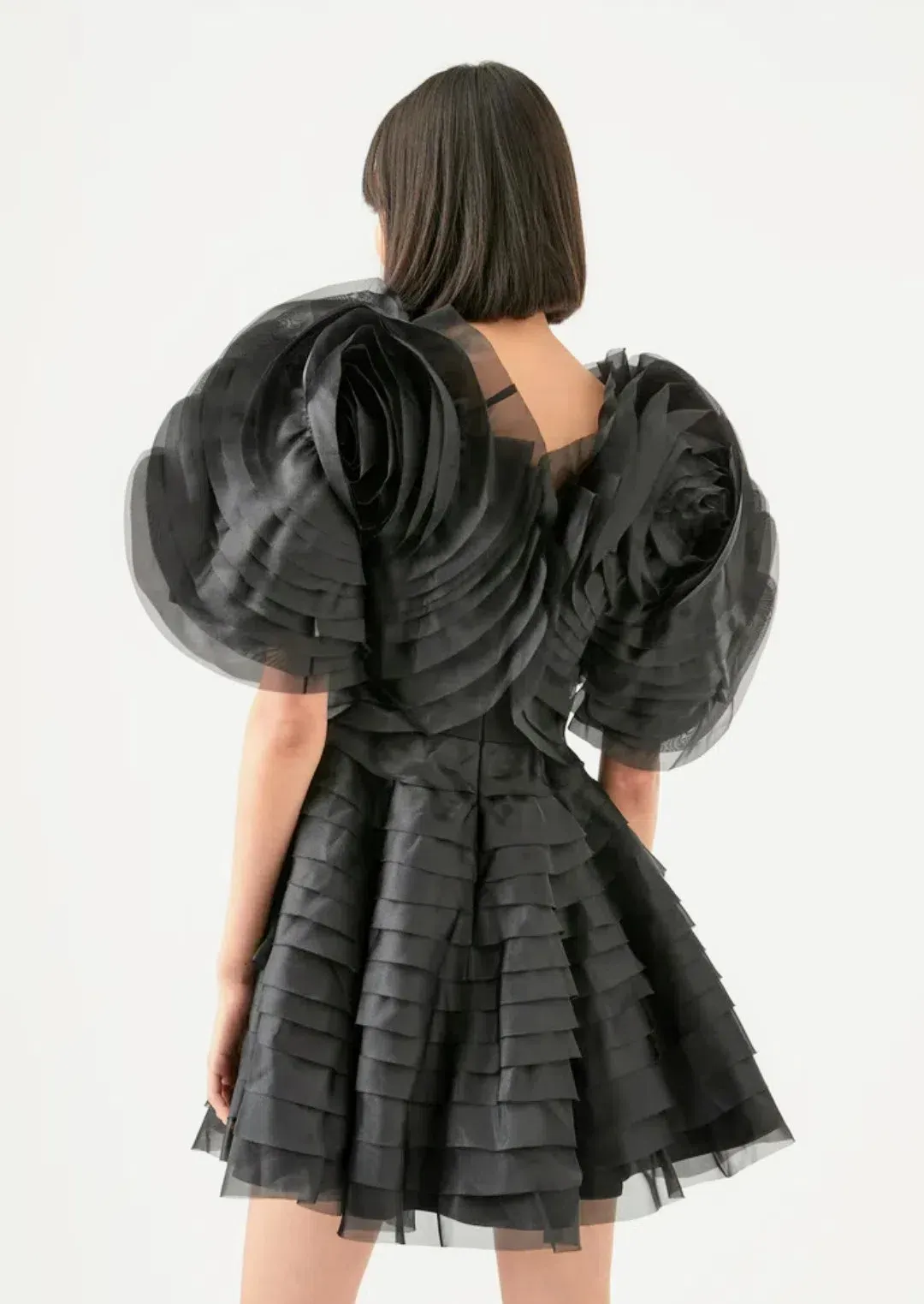 Aje Amour Ruffle Mini Dress Black Size 8 for rent on The Volte - main image