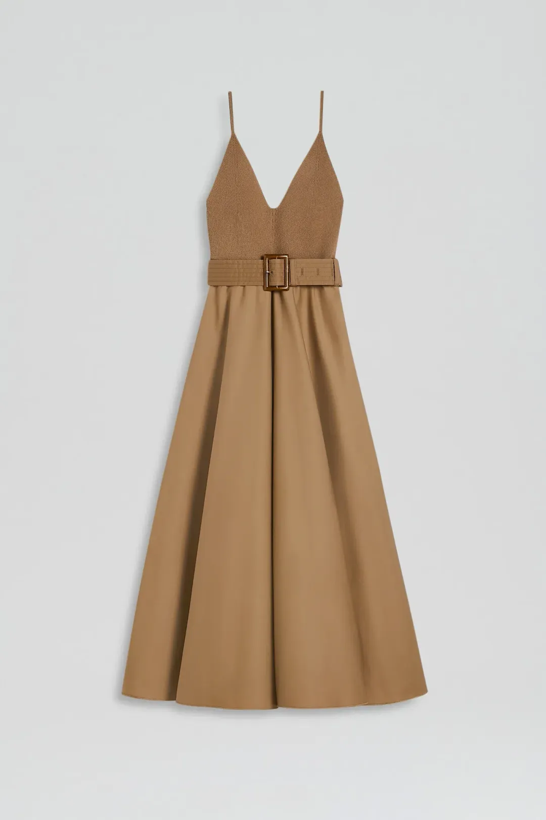 Scanlan Theodore Crepe Knit Camisole Midi Dress Camel Size 8 for rent on The Volte - main image