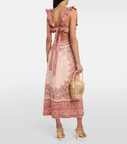 Zimmermann The Matchmaker Frilled Midi Dress in Pink Bandana Size 2 / AU 10 for rent on The Volte - image 2