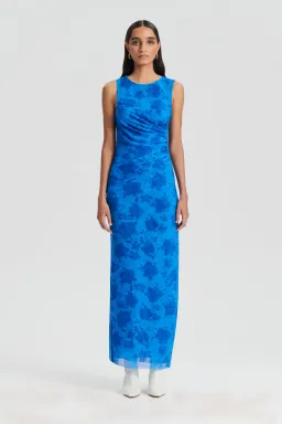 Scanlon Theodore Floral Lace Print Mesh Dress Blue Print Size 10 for rent on The Volte - image 1
