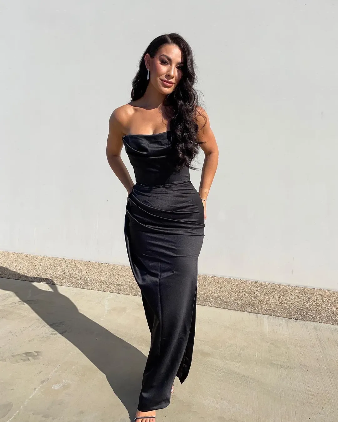 House of CB Adrienne Strapless Maxi Dress Black Size 6 for rent on The Volte - main image