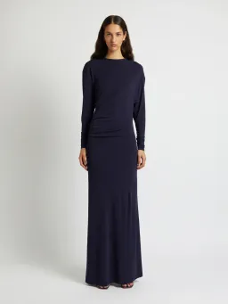 Christopher Esber Side Cowl Long Sleeve Dress Navy Size 8 for rent on The Volte - image 1