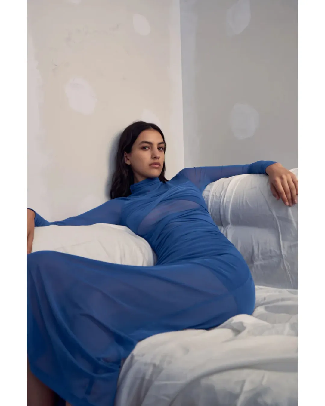 Misha Madigral Mesh Midi Dress Azure Blue Size AU 8 for rent on The Volte - main image