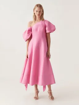 Aje Arista Tulip Sleeve Midi Dress in Cerise Pink Size 12 for rent on The Volte - image 1