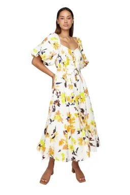 Aje Soleil Belted Midi Dress Pressed Sunflowers Size L / AU 12 for rent on The Volte - image 5