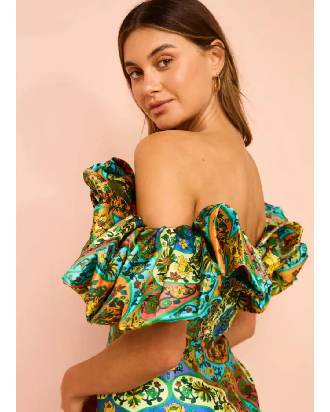 Alemais Sofie Off Shoulder Mini Dress Multi Floral Size AU 10 for rent on The Volte - main image