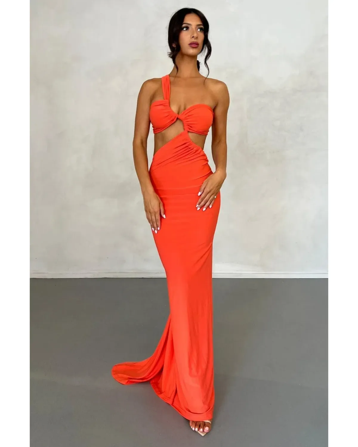 Melani The Label Sari Gown Maxi Dress Coral Size M / AU 10 for rent on The Volte - main image