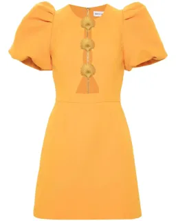 Rebecca Vallance Sirene Puff Sleeve Mini Dress Orange Size AU 10 for rent on The Volte - image 2