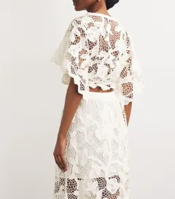 Zimmermann Golden Crochet Lace Top and Skirt Set Ivory Size 0 / AU 8 for rent on The Volte - image 3
