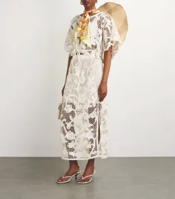 Zimmermann Golden Crochet Lace Top and Skirt Set Ivory Size 0 / AU 8 for rent on The Volte - image 1