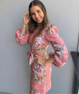 Zimmermann Bellitude Cutout Bow Front Floral Linen Mini Dress Pink Size 0 / 8 AU  for rent on The Volte - image 6