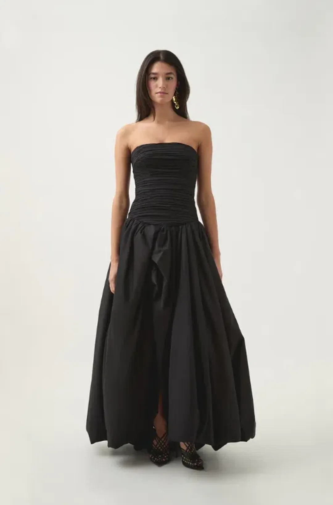 Aje Violette Bubble Hem Maxi Dress Black Size 6 for rent on The Volte - main image