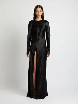 Christopher Esber Palladium Long Sleeve Tuck Dress Black Size 8 for rent on The Volte - image 1