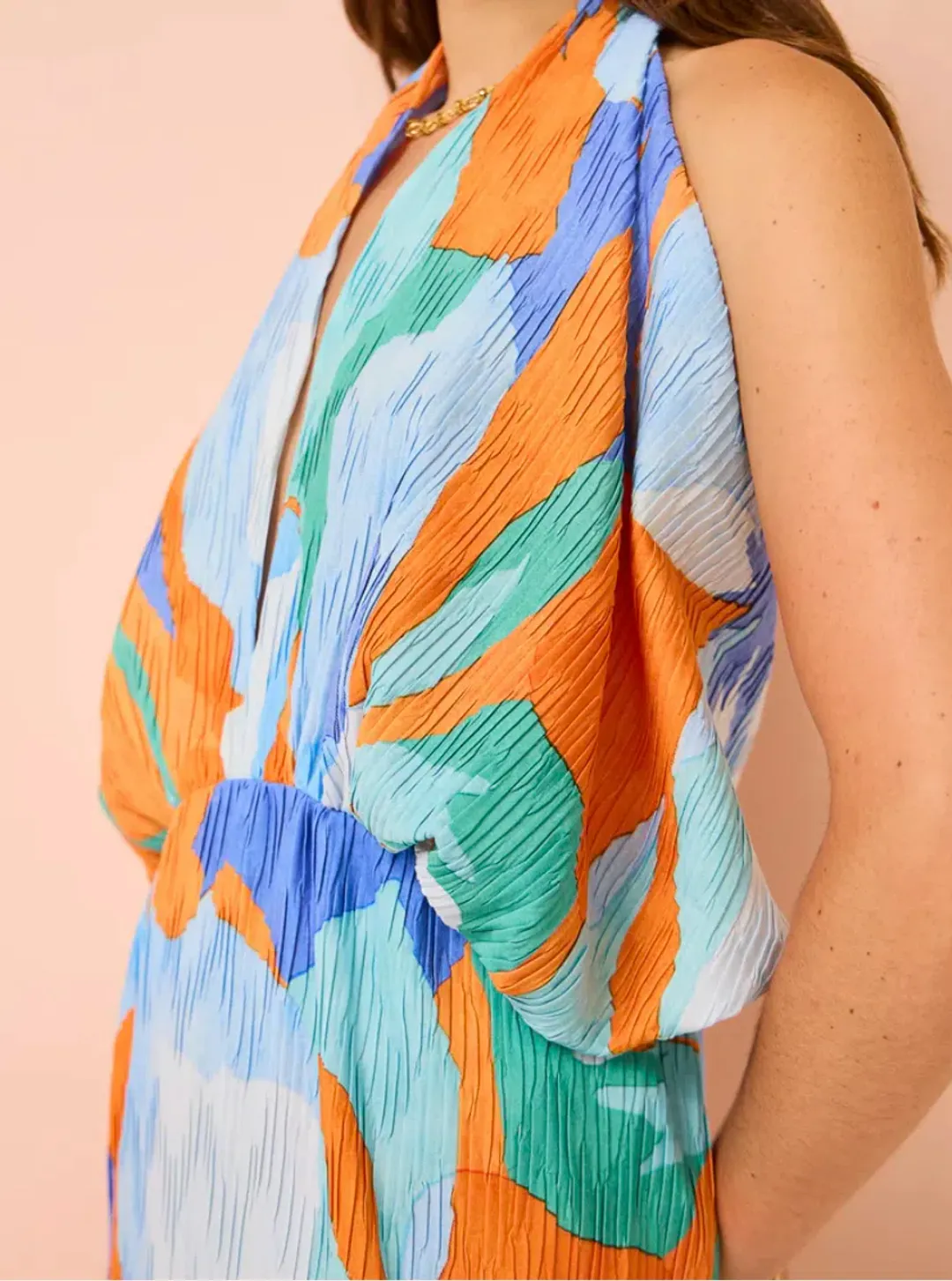 Lidee Riviera Sleeveless Gown In Capri Print Orange Size 6 for rent on The Volte - main image