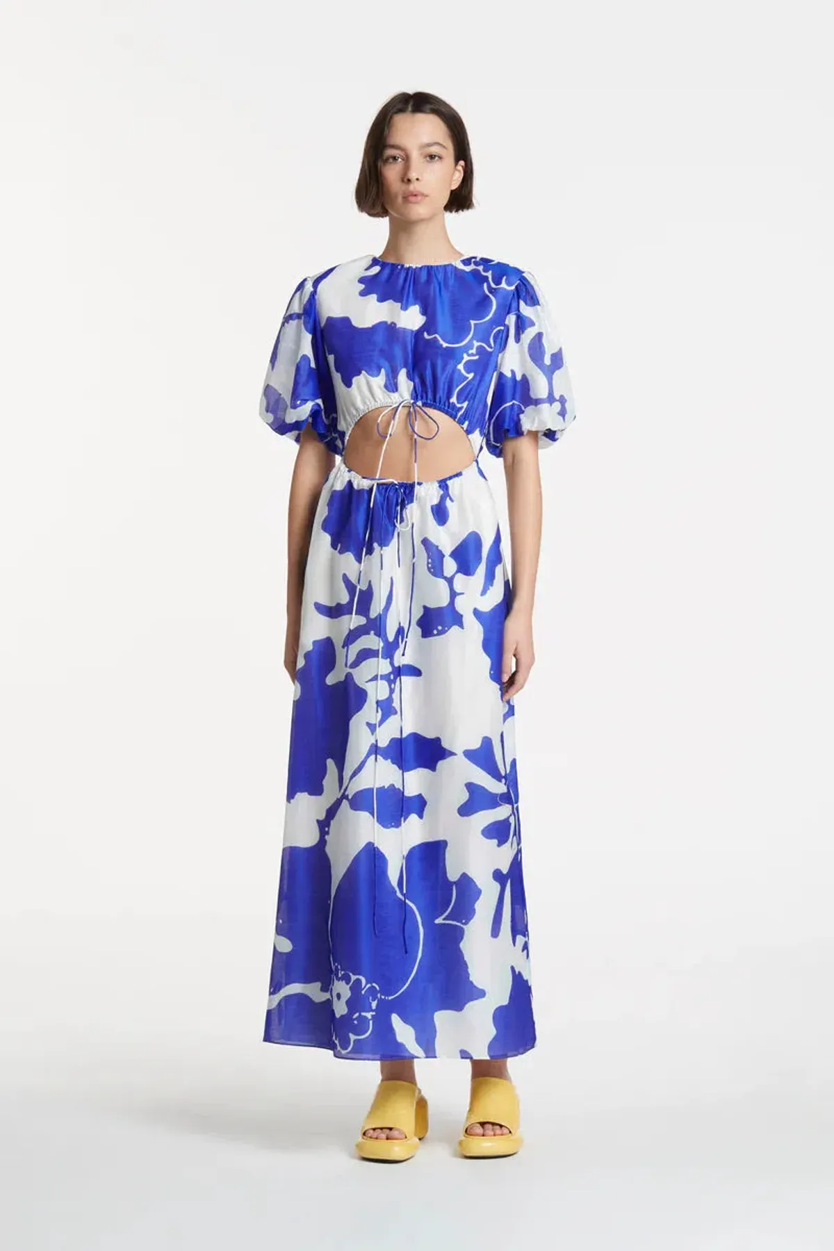 Sir The Label Vivi Puff Sleeve Midi Dress Blue Size 0/ AU 8 for rent on The Volte - main image