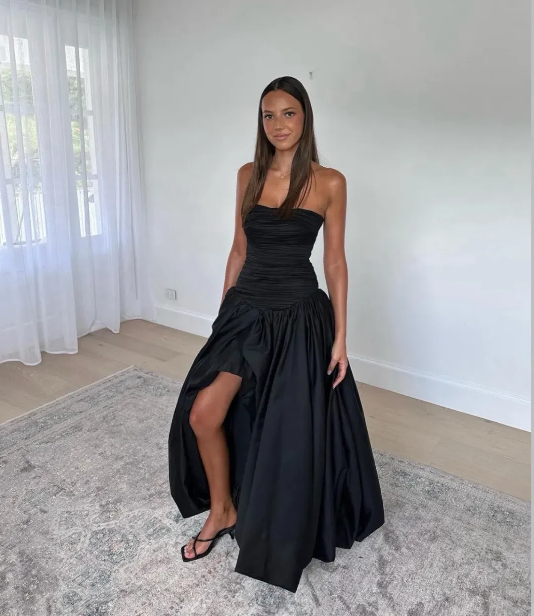 Aje Violette Bubble Hem Maxi Dress Black Size AU 14 for rent on The Volte - main image