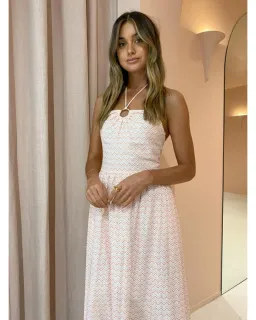 By Nicola Canary Maxi Dress Melon Chevron Size AU 14 for rent on The Volte - image 3