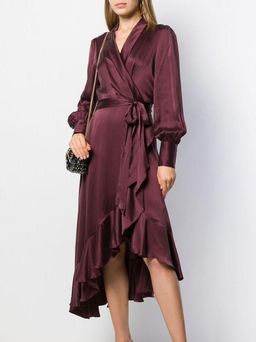 Zimmermann Espionage Wrap Dress Burgundy Size 1 /AU 10  for rent on The Volte - image 2