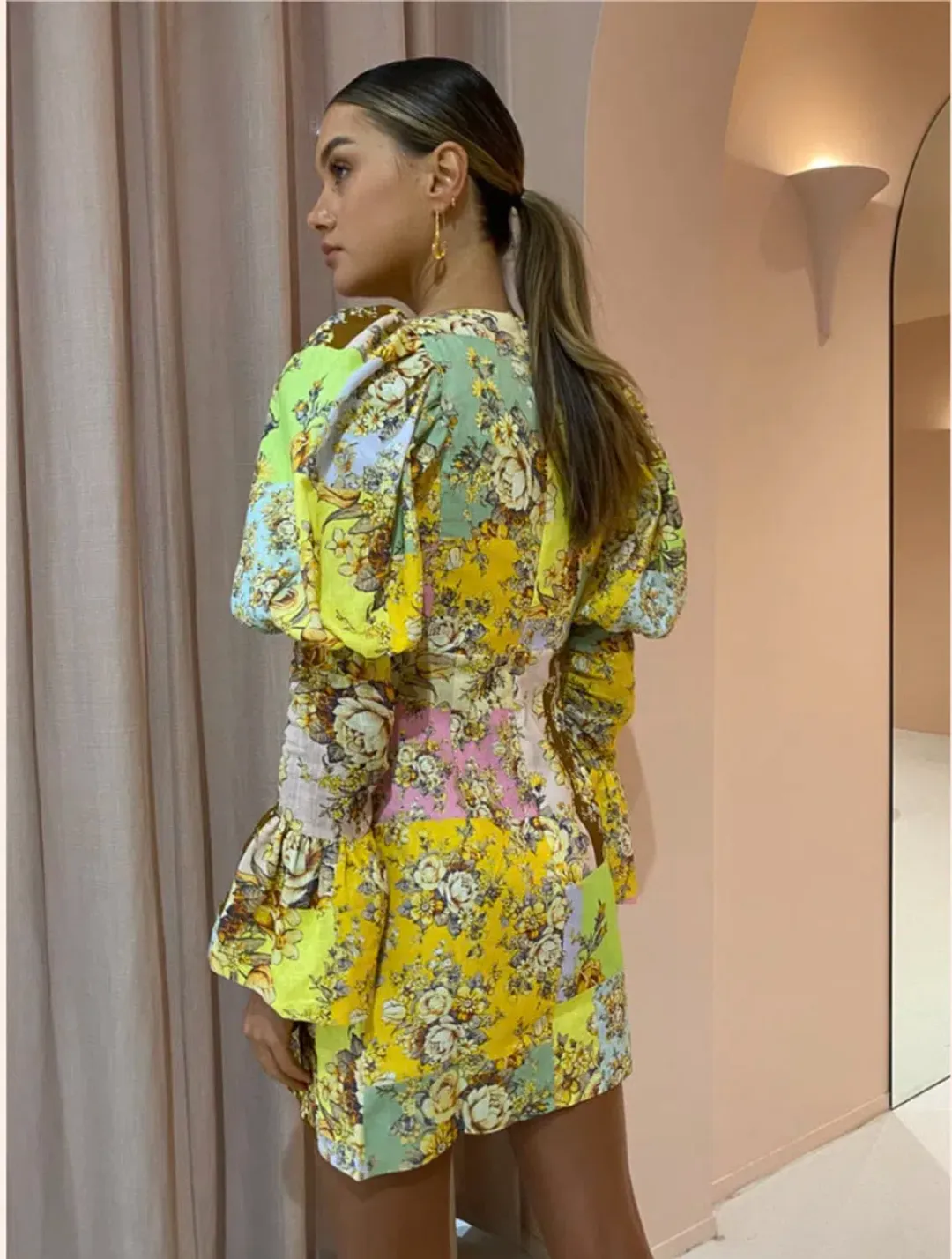 Alemais Matilde Puff Sleeve Mini Dress in Multi Size 10 for rent on The Volte - main image