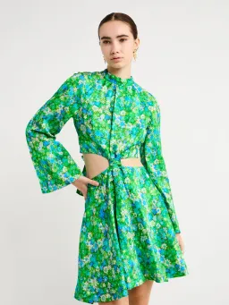 Alemais Cassandra Cut Out Mini Dress Green Floral Size 14 for rent on The Volte - image 2