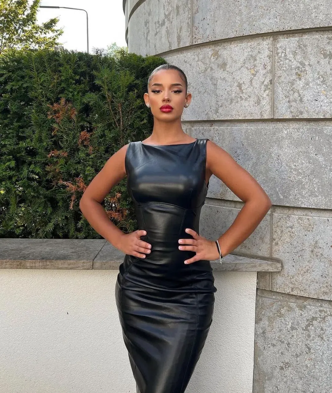 House of CB Sahara Vegan Leather Maxi Dress Black Size M / AU 10 for rent on The Volte - main image