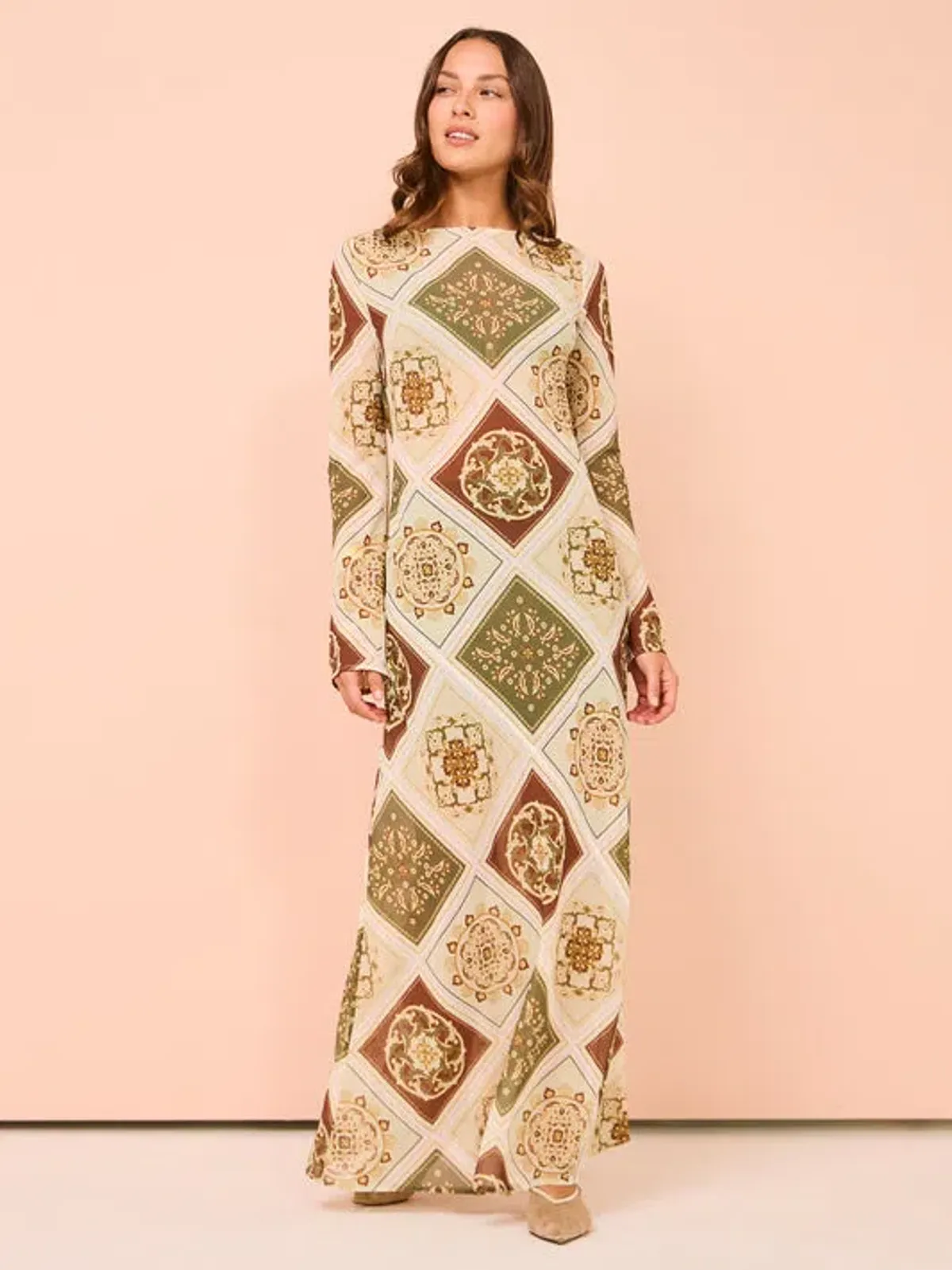 Hansen & Gretel Sundra Slip Dress in Evergreen Tile Size XL / AU 12 for rent on The Volte - main image